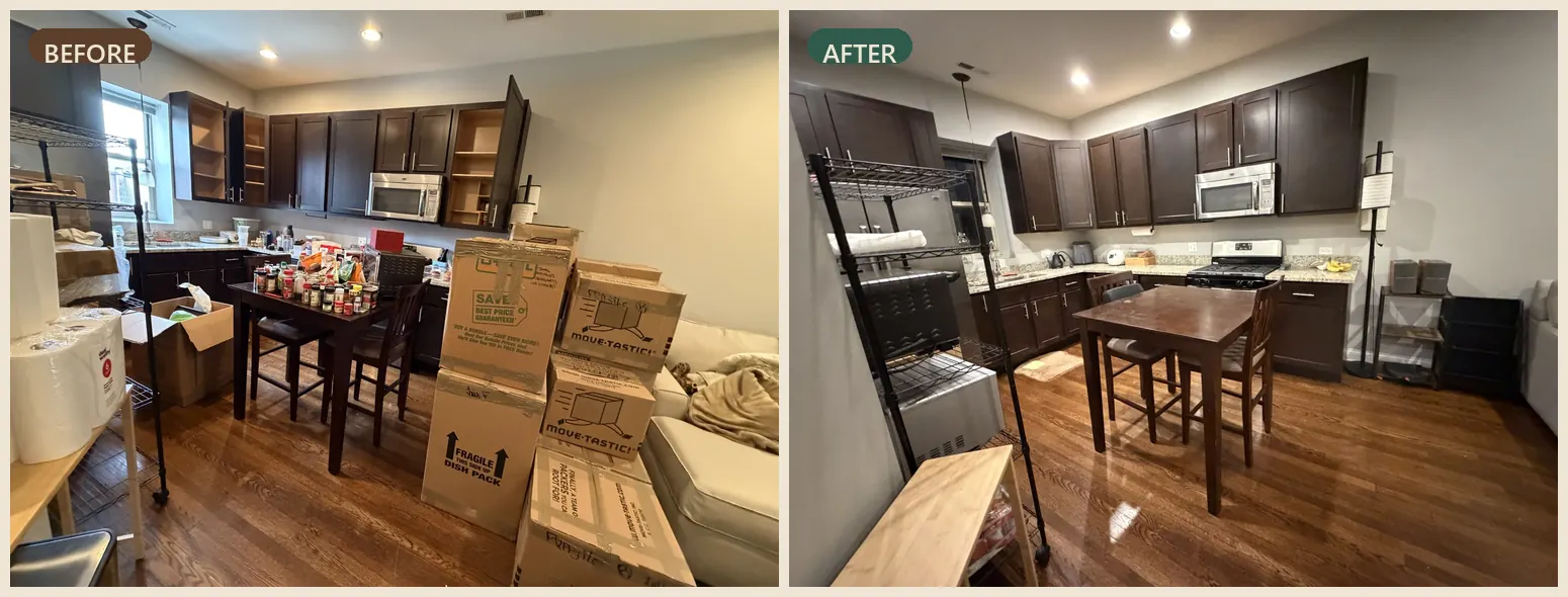 Kitchen before and after organizing